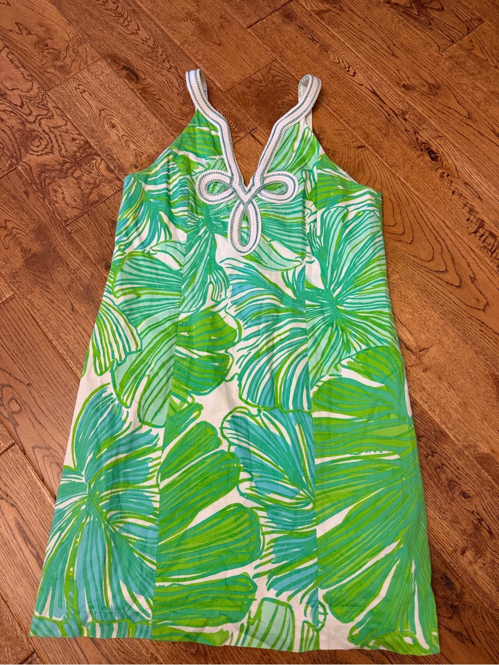 Lilly Pulitzer Tessa shift Green Sheen Palm Fronds sleeveless dress size 10